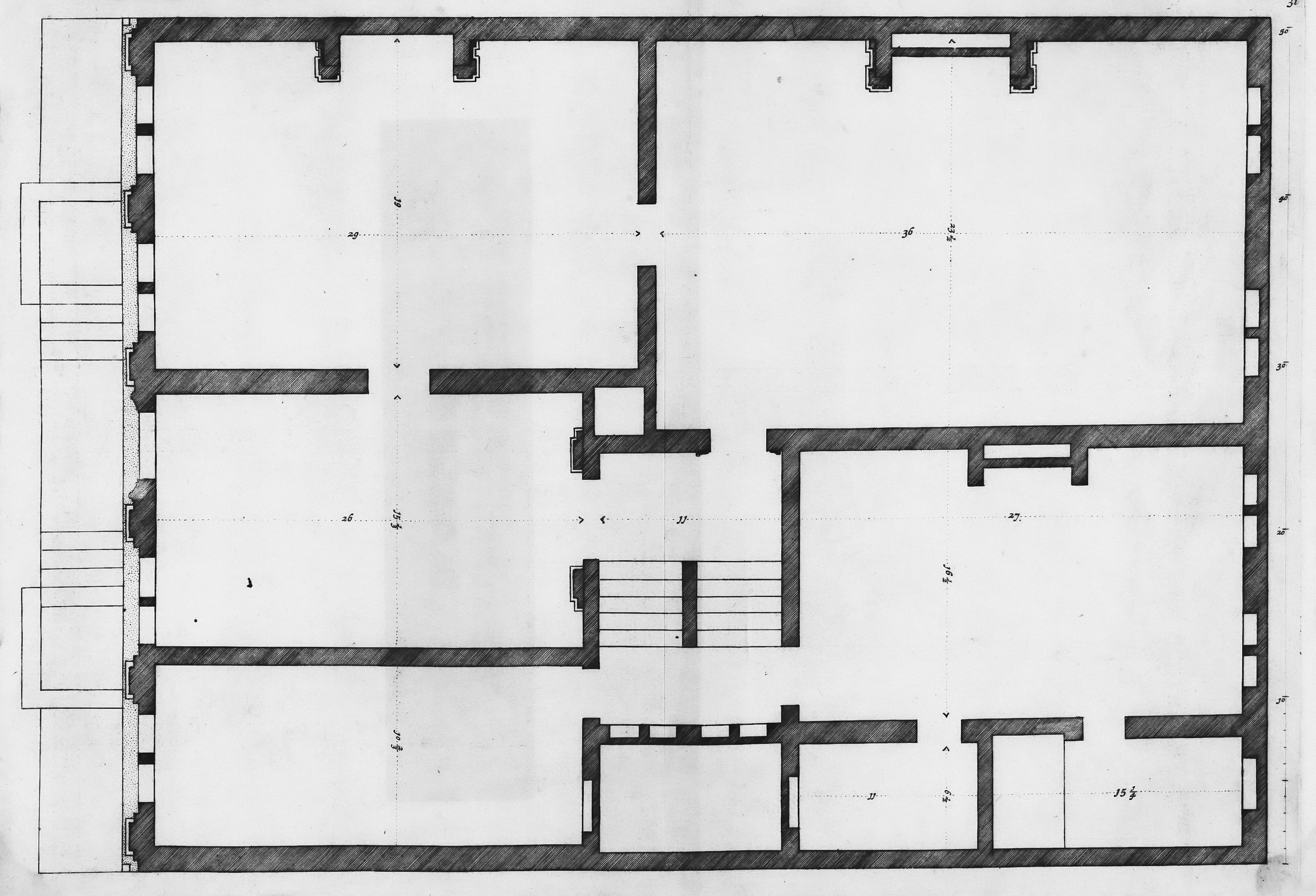 Detailed interior design blueprint with material samples