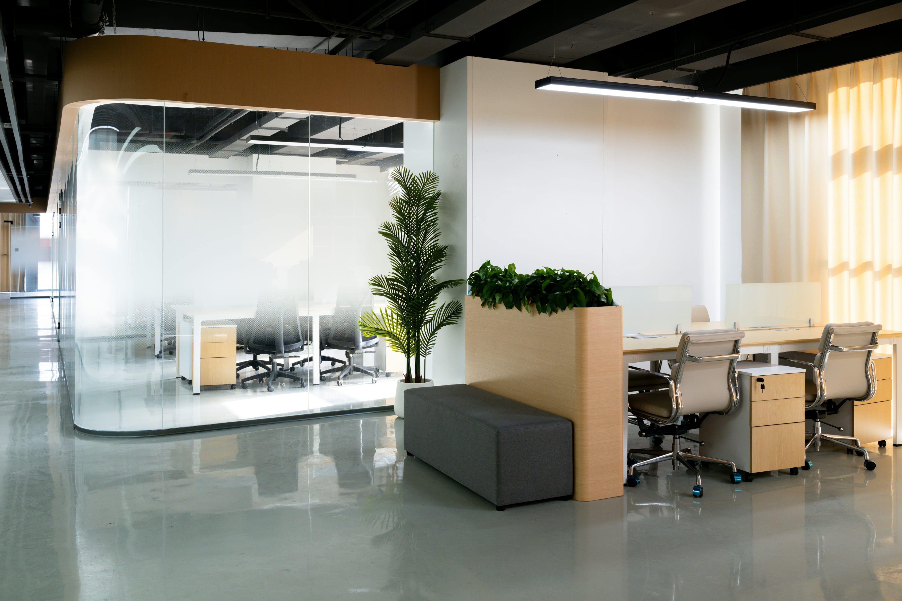 Newly completed modern office interior ready for handover